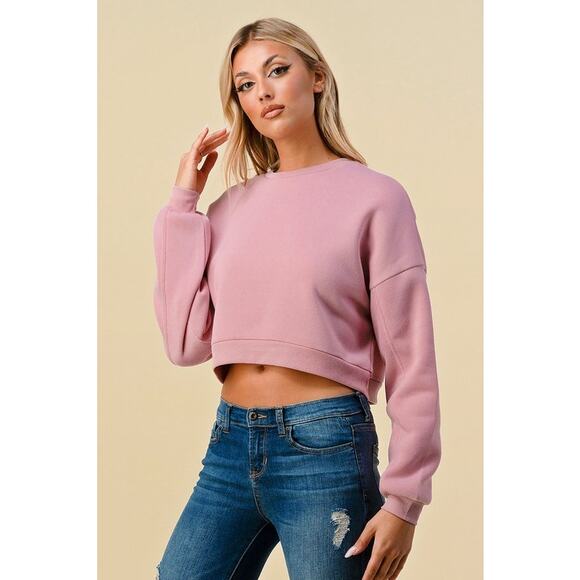 NWT Desert Rose Cropped Fleece Sweatshirt - Picture 1 of 4
